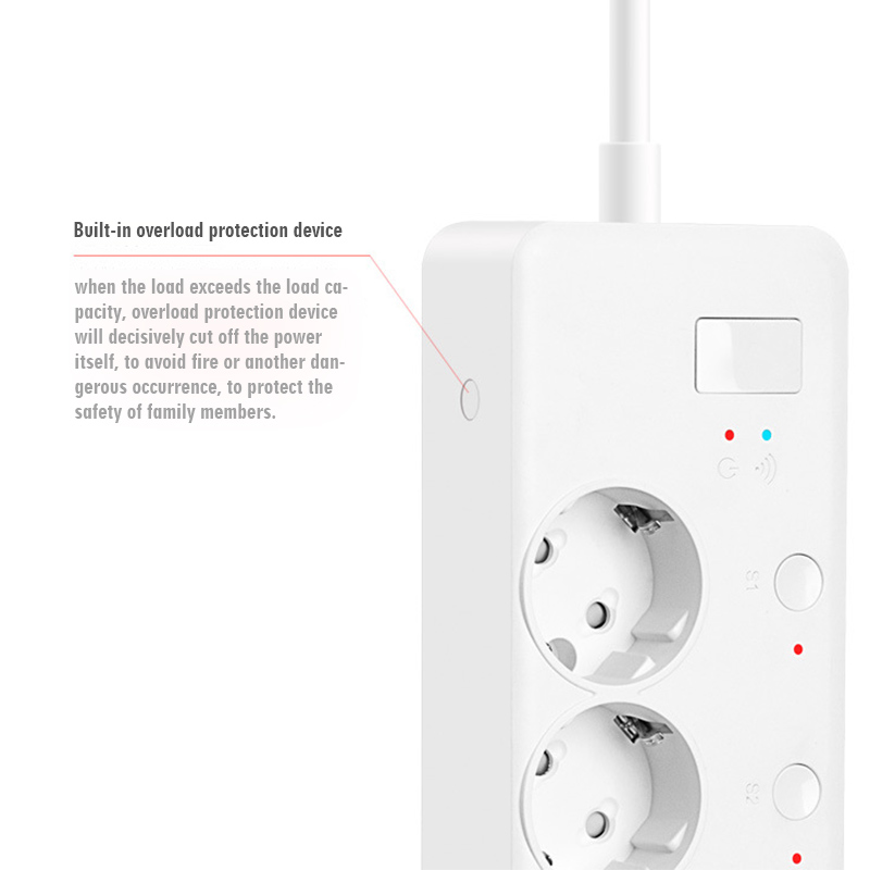 AC250V WIFI Smart Power Strip 4AC Fast Charge Plug Sockets Voice Control All In One 2 USB Sort Wiring Board EU Plug Work with Amazon Alexa, Google Assistant，IFTTT